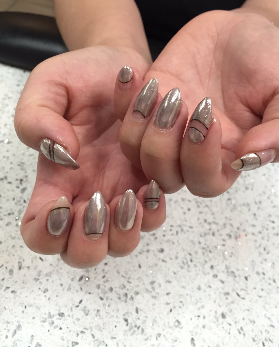 Gel mani with Customize Chrome pigment /art. Visit us @Pearlridge <a href="/KahalaMallCtr/">KahalaMallCtr</a>