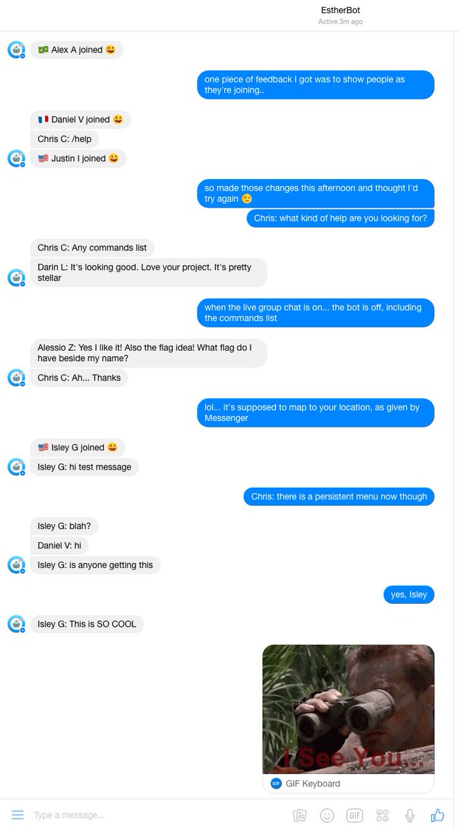 esthercrawford's tweet photo. Woah!! I just did a live broadcast / group chat via #EstherBot & it was insanely FUN! Thanks to everyone who joined! https://t.co/aVf8vYVh1u