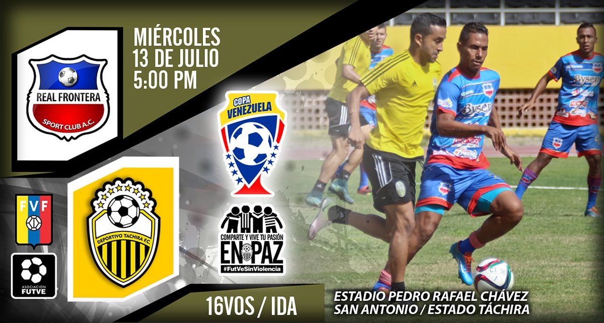 DvoTachira's tweet photo. #PrimeraDTFC | #cv2016 #16vos #IDA | Miércoles 5PM | Real Frontera SC Vs. @DvoTachira | https://t.co/Rbk9WpxQKL