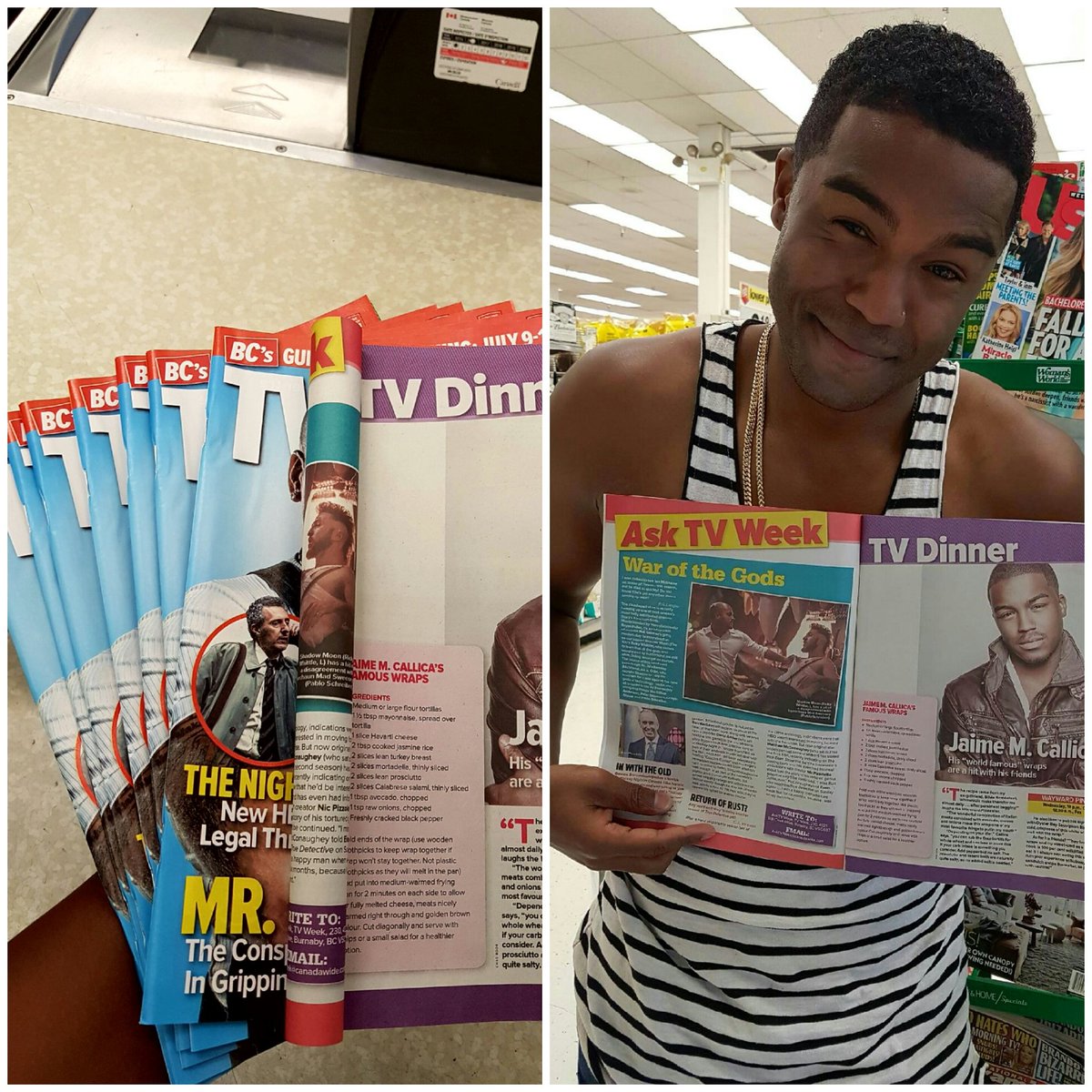 JaimeCallica's tweet photo. I literally bought ALL of the @TVWeek magazines at Extra Foods because for the first time, I'm IN IT! #1stMagazine 😎 https://t.co/lNVDtDjswt