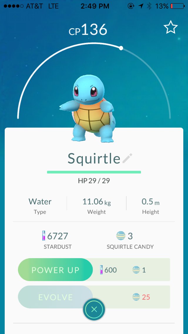 Caught a Squirtle today. And they said I would amount to nothing! 😎