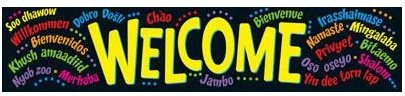 KCtriesteaching's tweet photo. I like this welcome banner for a #welcomeletter because it includes many different languages #inclusive #apttfa16 https://t.co/QjJCHGdhWv