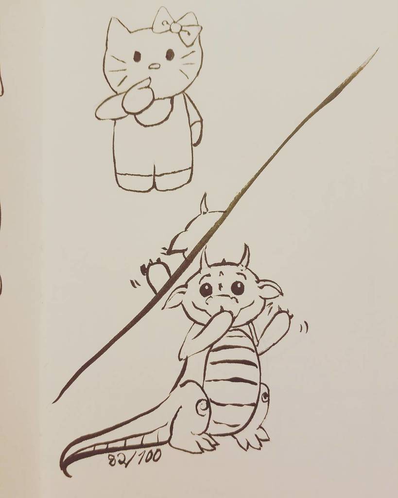 sarahjoydrake's tweet photo. #the100dayproject #100daysofdragons if #hellokitty met little dragon. https://t.co/oWmMkRiLLm https://t.co/OGEGQLTkQZ