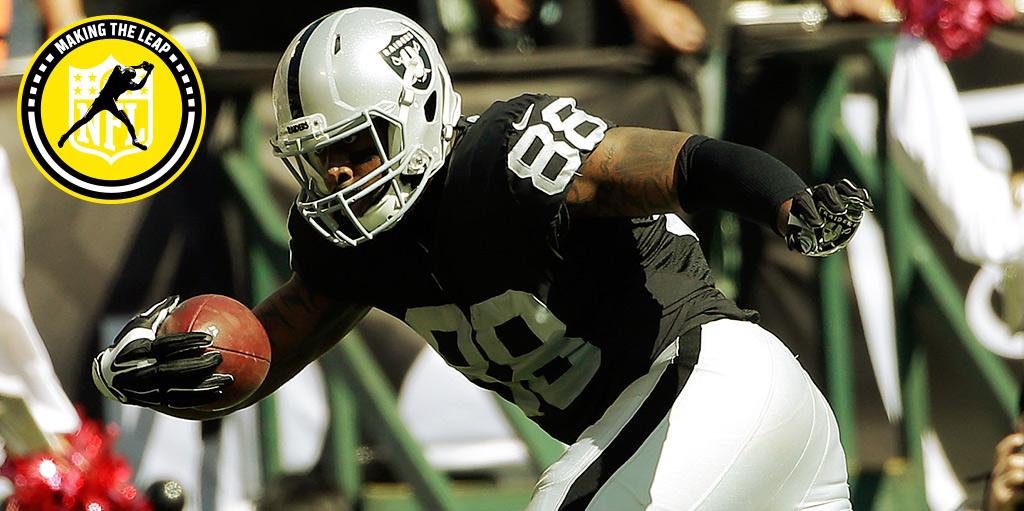 NFL's tweet image. "He'll double his catch total &amp;amp; yardage."

Making the Leap: @OGSlick_46 on.nfl.com/29w5Inc (via @AroundTheNFL)