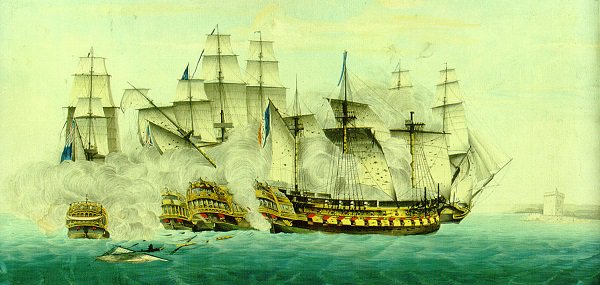 Museo_Naval's tweet photo. 13 de julio de 1801 Acción entre el navío francés Formidable y un escuadrón británico sobre #Cádiz https://t.co/4vDNJbinER