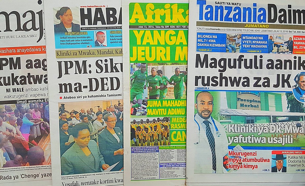 millardayo's tweet photo. Magazeti ya #TZ #July132016
tayari nimeshayaweka, https://t.co/G3BpafI2ae, kuanzia #UDAKU #MICHEZO na #Hardnews https://t.co/1HVZFogL52