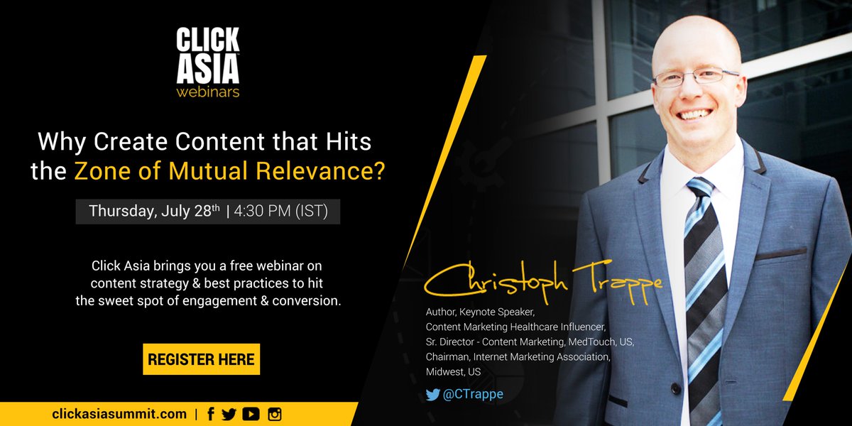 TeamClickAsia's tweet photo. Click Asia presents a free #webinar on #Content #Marketing with @CTrappe. Register today at https://t.co/MadIO5IwIq https://t.co/CNmJrVETMV