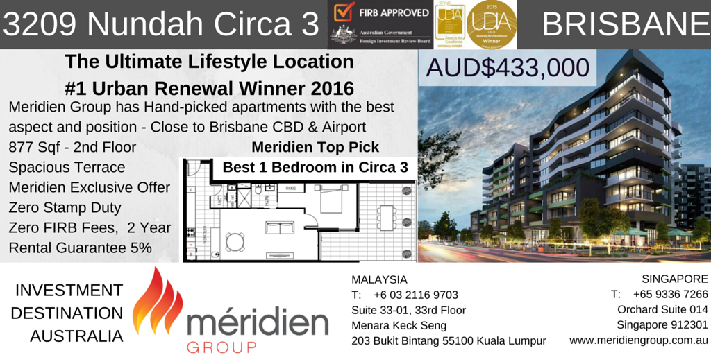 MeridienAsia's tweet photo. #MeridienExclusive Don't miss out! 0 Stamp Duty, 0 FIRB Fees, Award-winning property in #Brisbane! #Circa3 https://t.co/eeBoMJ6rj4