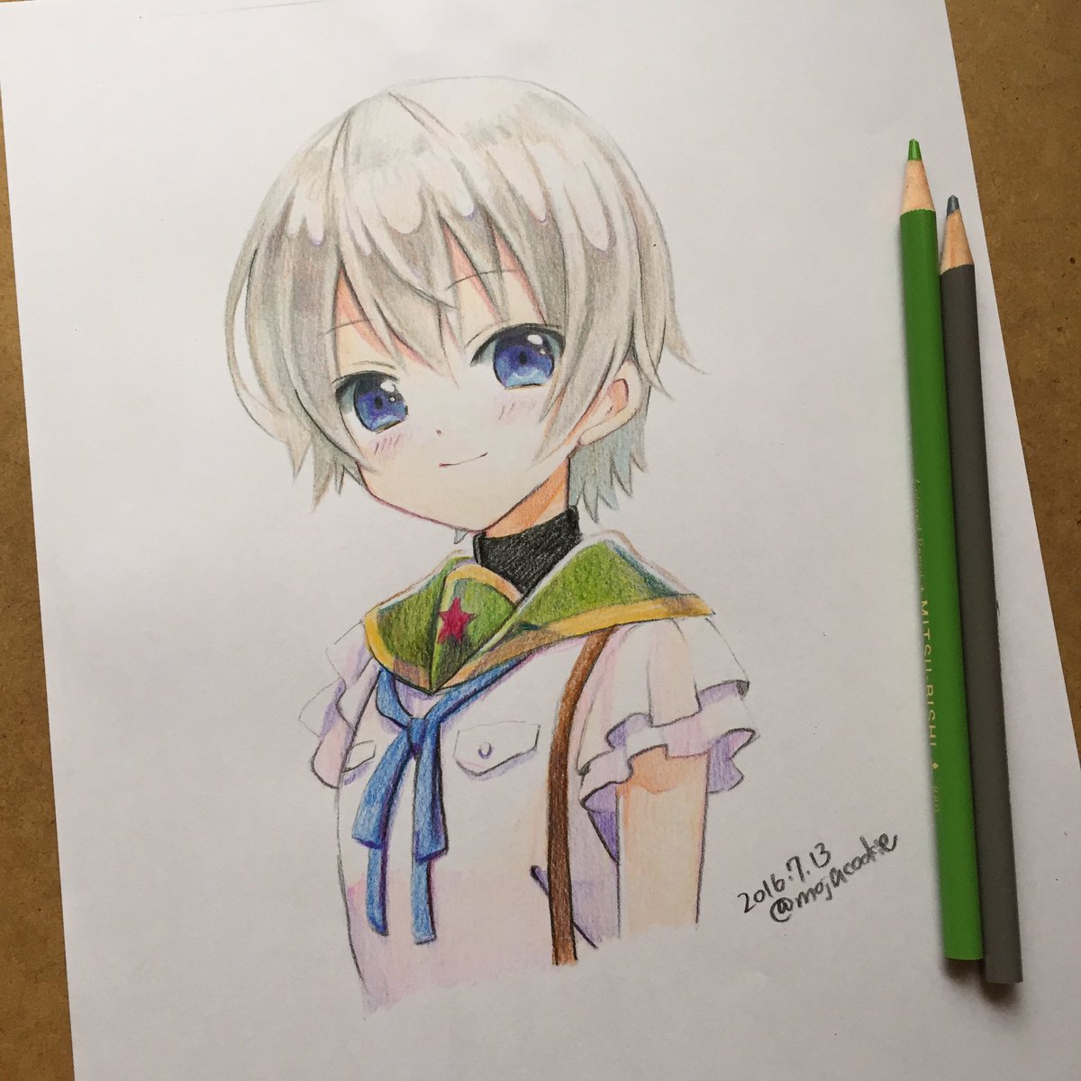 もじゃクッキー 色鉛筆で がっこうぐらしのみーくんを描きました 完成です 色鉛筆 直樹美紀