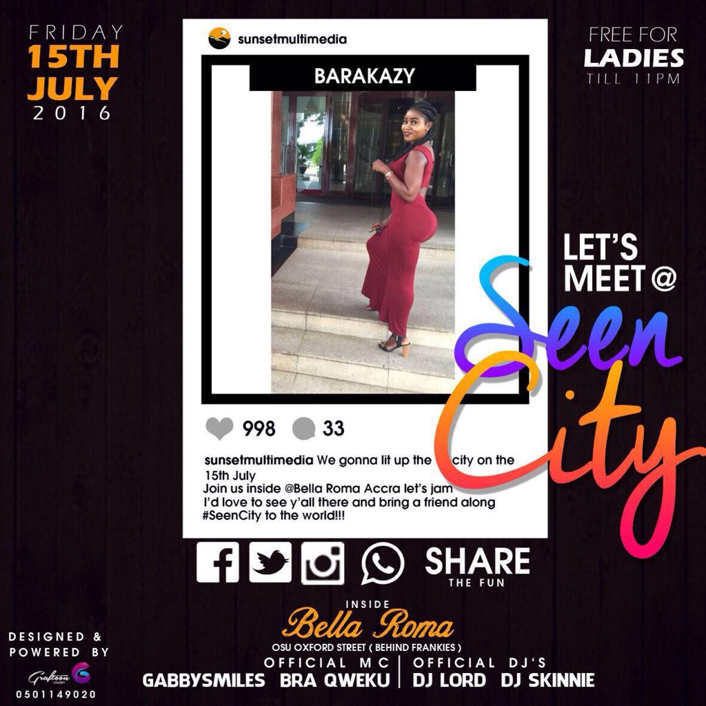 HypeBaseGh's tweet photo. Seen City says come and let us all ride 15.07.16 @BellaRomaGh is the place to be. 🍑👈 For your mind inside. https://t.co/XE3nyR2BBa