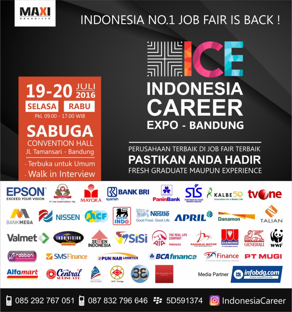 Dapatkan Loker Berkualitas hanya di #IndonesiaCareerExpo Bandung 19-20 Jul'16 | Sabuga <a href="/IndonesiaCareer/">MAXI ORGANIZER</a>