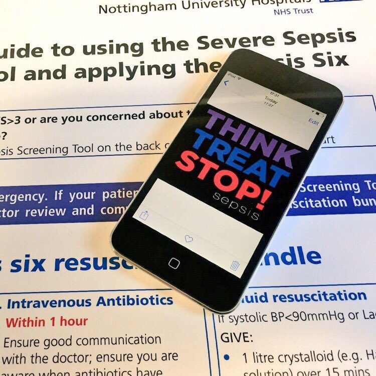 mjrsimmonds's tweet photo. Sepsis eScreening @nottmhospitals &amp; @SFHFT will be fully NICE #cg51 compliant. https://t.co/Z5tZCQk9AY
