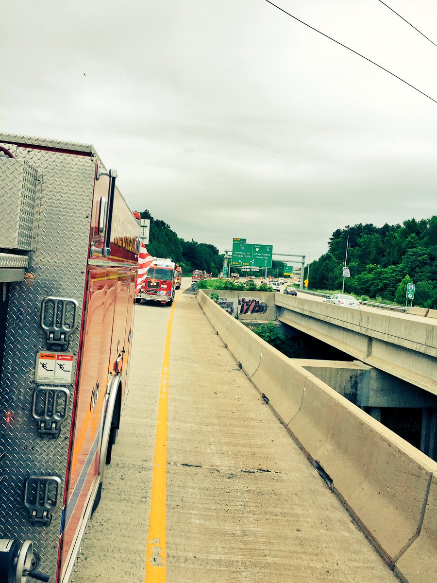 stabner135's tweet photo. We are lined up miles long coming through Delaware. #bringingtimhome #lewesfire https://t.co/dDrjpSVRvL