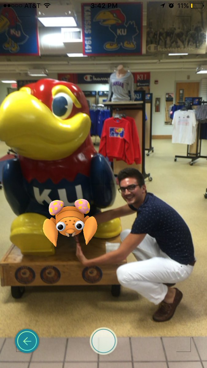 KUBookstore's tweet image. Catch a Pokemon in the store, get a pic, show cashier, save 20% off one item, KU Gear &amp;amp; Gifts. #PokemonGO