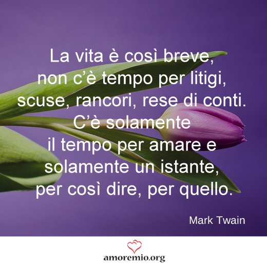 Amoremio Org La Vita E Cosi Breve Non C E Tempo Per Litigi Scuse Rancori Rese Di Conti C E Solamente Il Tempo Per Amare