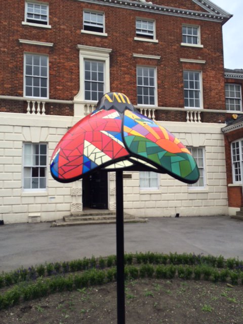 StrataSpeak's tweet photo. Stained Glass Moth |Sponsor:@BostonairGroup |Artist:Laura Beardshaw |Location:Norwood House, Beverley #MothTakeOver https://t.co/9AVPnz4n9C