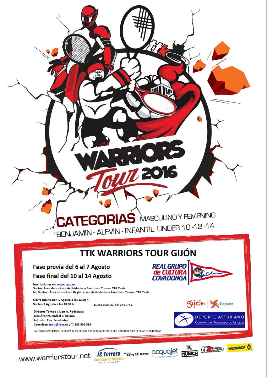 Abierta la inscripción del último torneo del circuito nacional TTK en Gijón 6-14 agosto sub10-12-14 #grupocovadonga