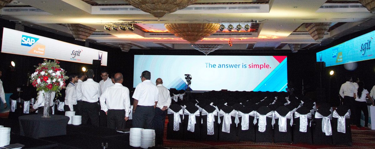 SGIT_IT's tweet photo. Everything is ready to start the event 'Answer is Simple' at Oak Room, Cinnamon Grand #answerissimpe #sap #sgit https://t.co/q07R24Uc5b