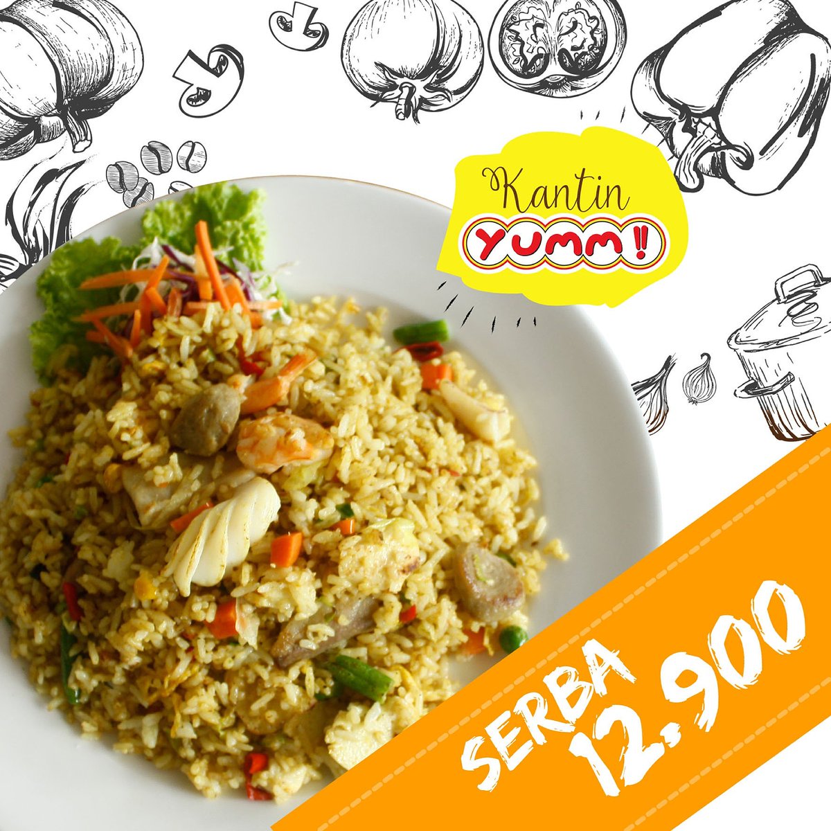 Yukk merapat ke Yumm!! street Cafe..menu KANTIN YUMM kita dijaminn enak di lidah, enak juga di dompet, hanya 12.900!