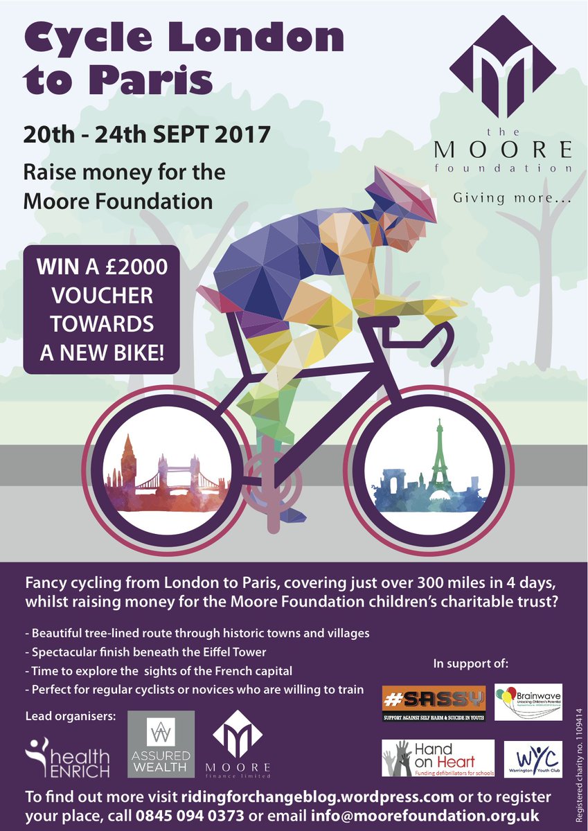 #charityhour Cycle London to Paris - riders &amp; businesses get involved today #rideforchange ridingforchangeblog.wordpress.com