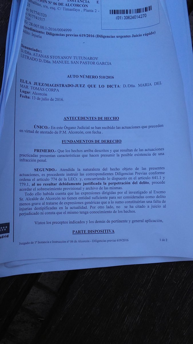pah_alcorcon's tweet photo. Hemos ganado . Decir q Alcalde #alcorcon es culpable de q 5niños estén en calle no es delito . Toma ya! https://t.co/ciBlKfuof3
