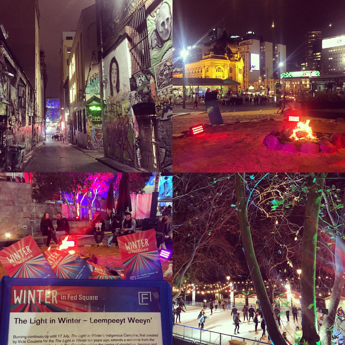 GypsyYogiTales's tweet photo. Love being a tourist in my own @cityofmelbourne! street art, aboriginal fire pit and ice skating #BirrarungMarr!! https://t.co/KBkMN87LMS