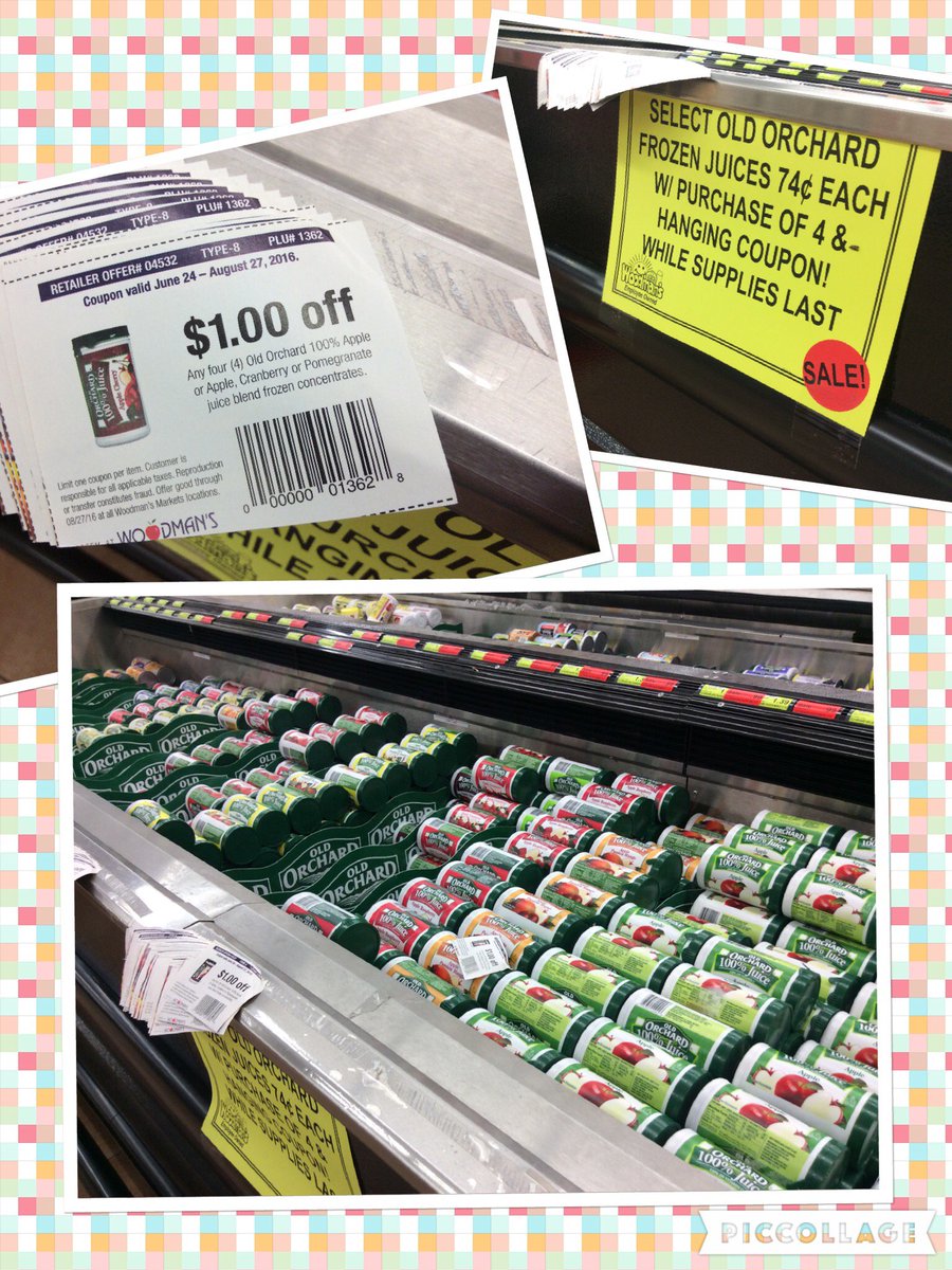 WoodmansFood41's tweet photo. Select Old Orchard frozen juices only 74 cents each with the purchase of 4 and hanging coupon. #SelectVarieties #Wh… https://t.co/xTiZ2jHWGI