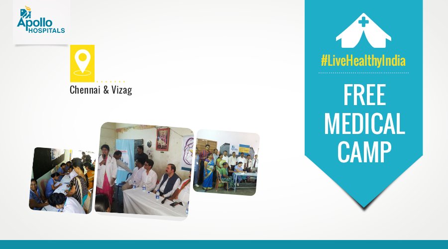 HospitalsApollo's tweet photo. Huge turnout at #LiveHealthyIndia Medical Camps:  Here's a glimpse from Chennai &amp; Vizag. https://t.co/Puu3JHZKRn