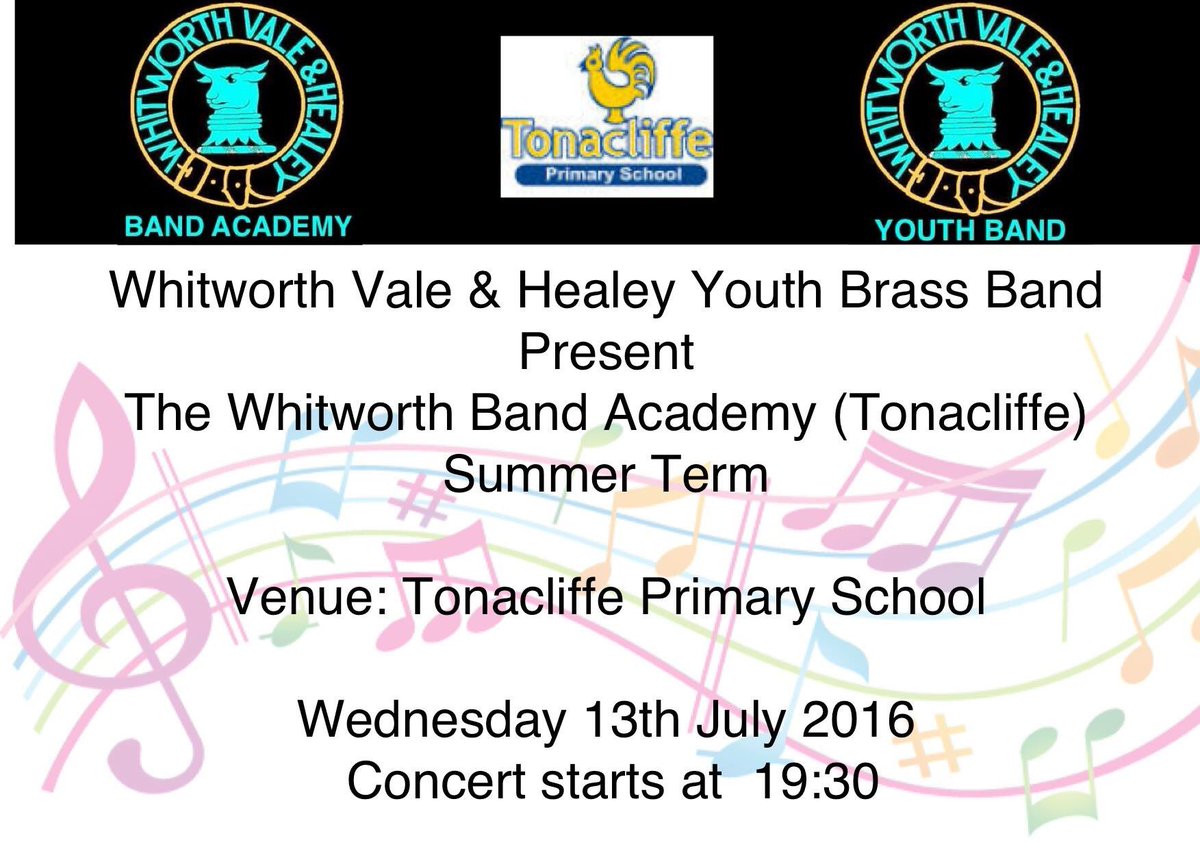 Tonight's concert at  Tonacliffe Primary School, 19:30 start. Please come along and support both bands