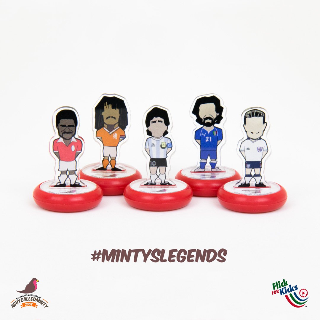 flickforkicks's tweet photo. Special Edition online soon... #mintyslegends #eusabio #gullit #maradona #pirlo #gazza #guycalledminty https://t.co/Q9n4eCIIWi