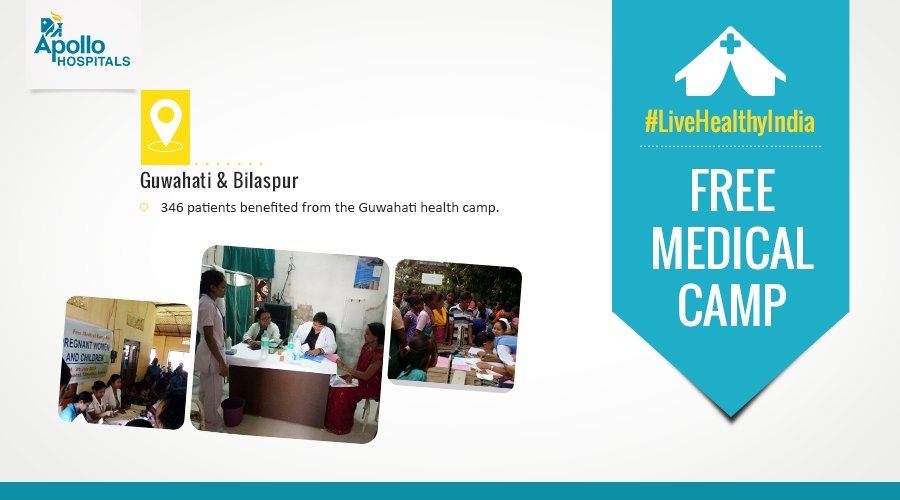 HospitalsApollo's tweet photo. Here's a glimpse from #LiveHealthyIndia Medical Camps at Guwahati &amp; Bilaspur. https://t.co/KaxydDYVyO