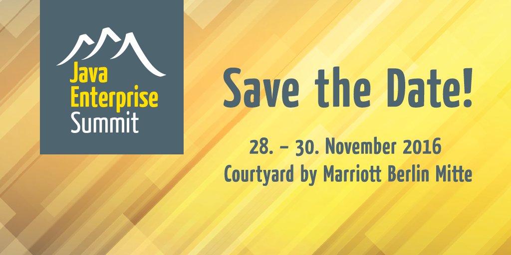 JavaESummit's tweet image. Der nächste #JavaESummit findet vom 28.-30. November in Berlin statt! Seid ihr dabei? ow.ly/A0Sl30281rH #javae