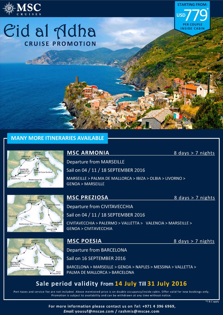 MSCGCC's tweet image. Special Promotion on MSC Cruises.