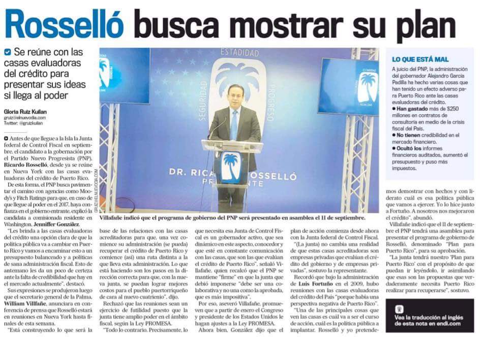 ricardorossello's tweet photo. Comparto artículo de @ElNuevoDia sobre nuestras gestiones para restaurar la credibilidad del Gobierno de PR #EnRRuta https://t.co/ZvotWobhcH