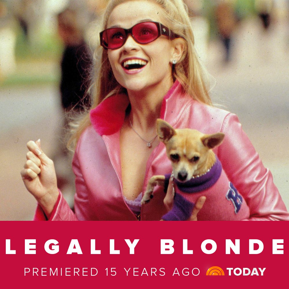 TODAYshow's tweet photo. Bend and snap! Todayโs the 15th anniversary of #LegallyBlonde! #LegallyBlonde15 https://t.co/QSCQJ51fg3