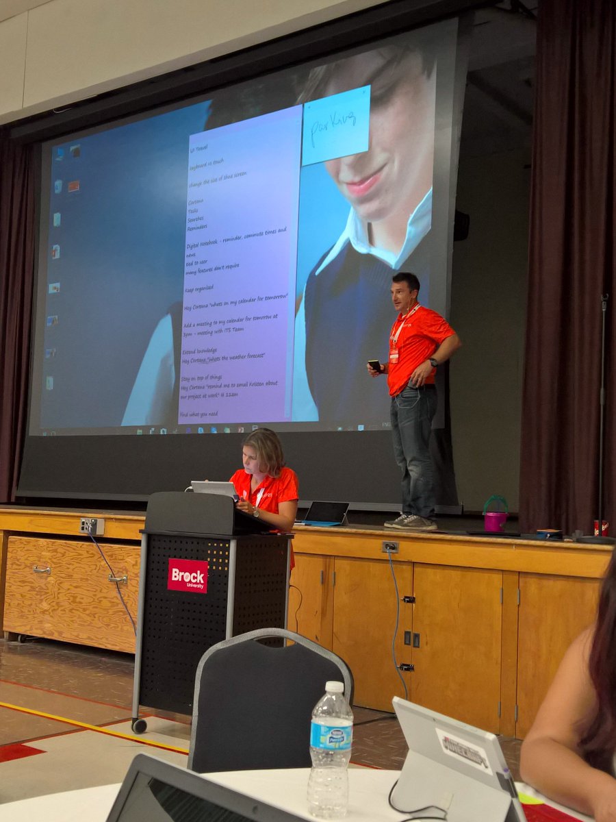 ktruyens's tweet image. #dynamicduo @marthajez @DustinJez @FCLEdu showing #Stickynotes ad lib ideas in #Windows10upgrade @ #MSFTCAMP21