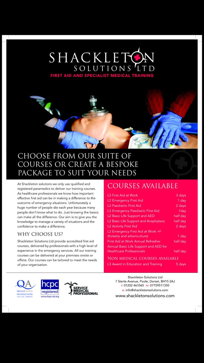 shackleton_sol's tweet image. Get in touch for quality #paramedicledtraining in #Dorset #wessex #firstaid #poole #bournemouth #flexibletraining