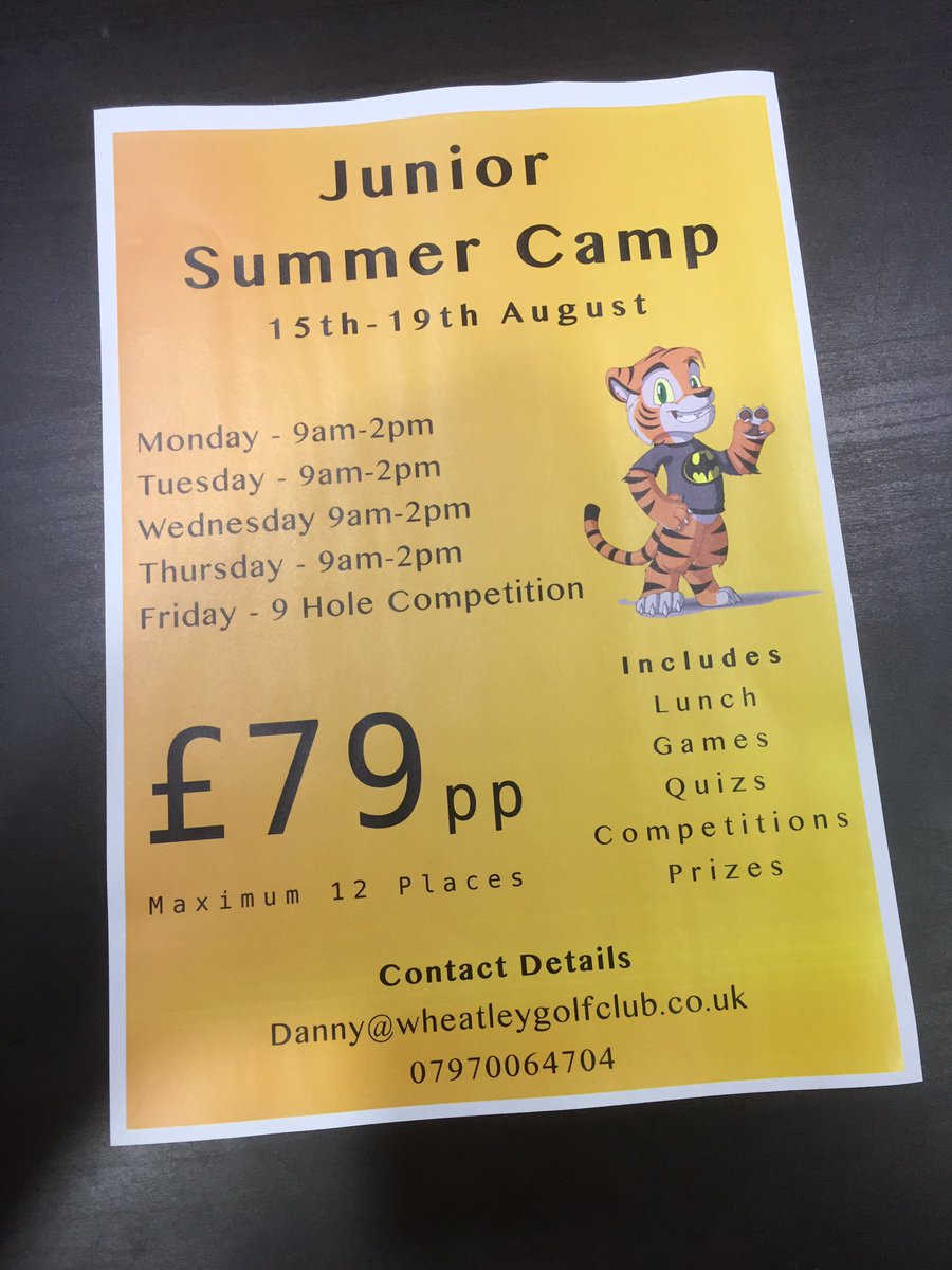 WheatleyJuniors's tweet photo. The first of two junior summer camp has now been confirmed!!! #max12 #juniorgolf #greatweek #kidsholidays #tigers https://t.co/46ldzFoIuj