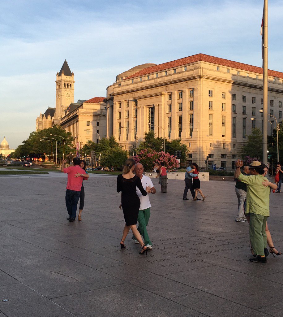 Tango happens at no charge every Sunday summer evening in <a href="/DowntownDCBID/">DowntownDC</a> at Freedom Plaza. pqliving.com/got-tango/