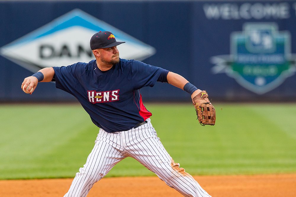 MudHens's tweet photo. McGehee -> Huffman. Watch Casey McGehee + @ChadHuffman17 during the Triple-A All-Star Game at 7 p.m. on @MLBNetwork. https://t.co/D9vTJMmPIr