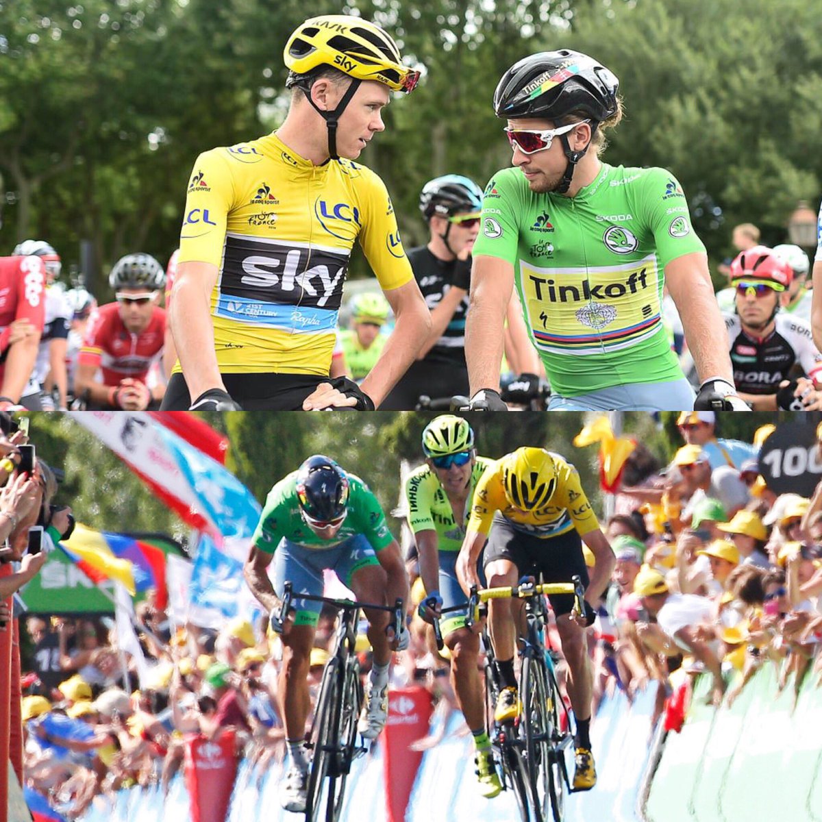 Well I don't think either of us expected it to end like this today #TDF #TDF2016 #MaillotJaune #MaillotVert