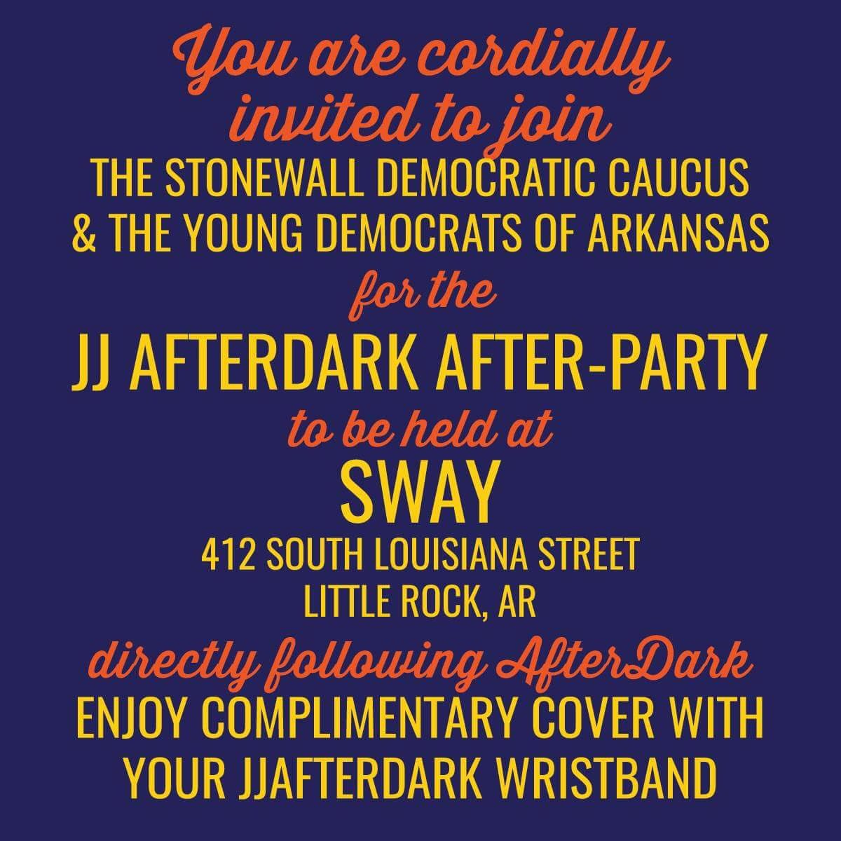 YDArkansas's tweet photo. The party doesn't stop after the lights are off at JJAD! Come to Sway (18+) for more fun! #AlwaysAfterDark #arpx https://t.co/jDlSL1TXTR