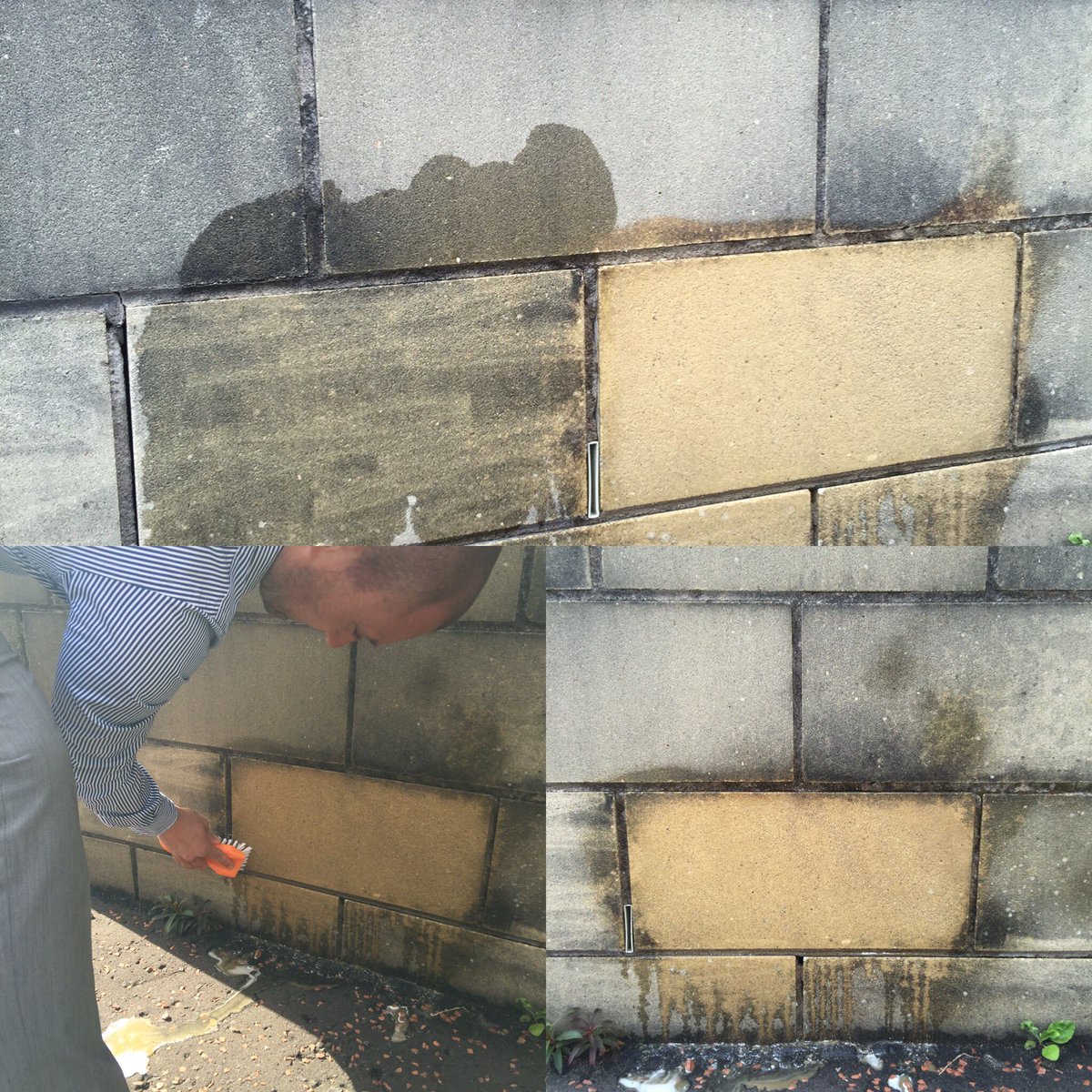Transform_YP's tweet image. Cleaning agent in action sympathetically cleaning stonework, no pressure applied! #Transform #Clean #Protect
