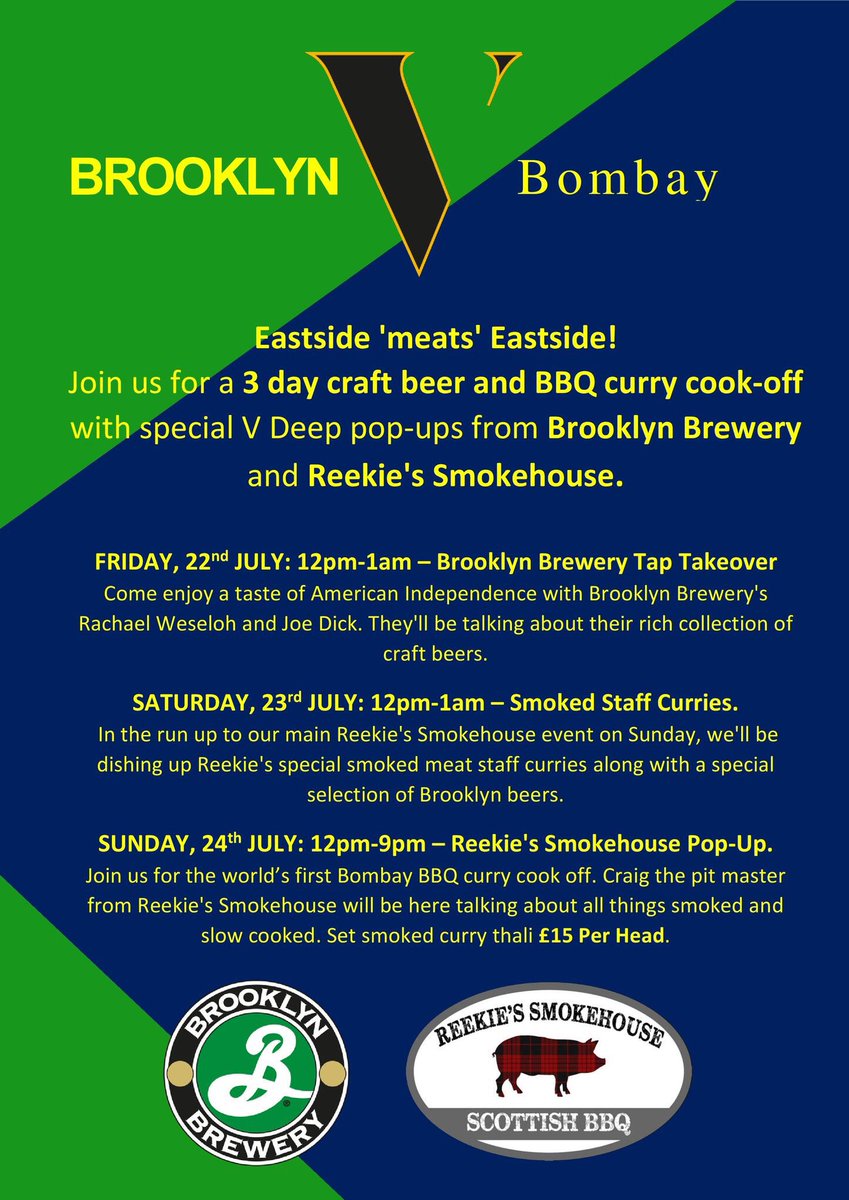 BklynBreweryUK's tweet image. #Edinburgh event n°2, 22/07 : 'Eastside Meats Eastside,' craft beer and BBQ curry w/ @ReekiesBBQ at @VDEEPLeith.