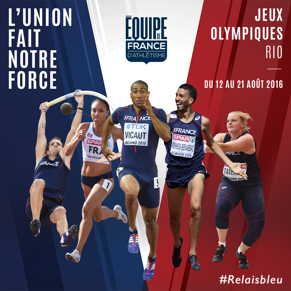 FFAthletisme's tweet photo. Découvrez la sélection française pour les Jeux Olympiques de #Rio2016.
➡ https://t.co/l1nd3NBCuC @FranceOlympique https://t.co/qM0PjrFMXt