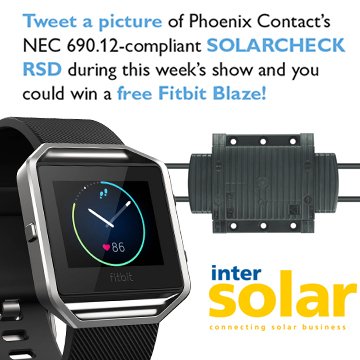 PhoenixContact's tweet photo. Wanna win a FitBit Blaze just for tweeting a pic? Stop by Booth 8632 during #intersolar. https://t.co/1GbKAF3x9z https://t.co/jqFAcrTE8h