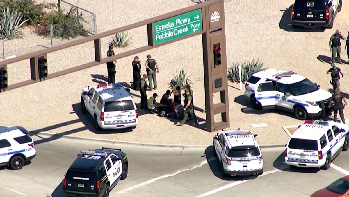 Air15 capturing images of what appears to be mult people detained on I