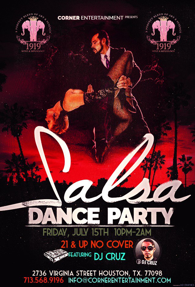 Corner_Table's tweet photo. #Salsa #dancing at 1919 Bar &amp; #Mixology this Friday at 10PM! Join us for sexy music and drinks! #latinnight https://t.co/oyTewRkB8t