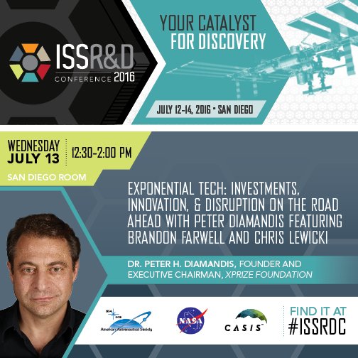 ISS National Lab (@iss_casis) on Twitter photo Live at #ISSRDC: <a href="/PeterDiamandis/">Peter H. Diamandis, MD</a> takes stage w/ <a href="/brandonfarwell/">Brandon Farwell</a> & <a href="/interplanetary/">Chris Lewicki</a>. Watch: issconference.org/livestream Live at #ISSRDC: <a href="/PeterDiamandis/">Peter H. Diamandis, MD</a> takes stage w/ <a href="/brandonfarwell/">Brandon Farwell</a> & <a href="/interplanetary/">Chris Lewicki</a>. Watch: issconference.org/livestream