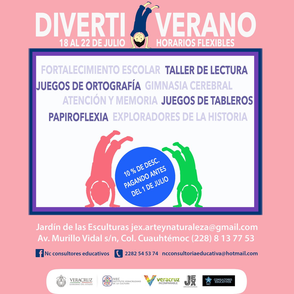 SECVERoficial's tweet photo. Este #verano lleva a tus #PequesIVEC a los cursos del Jardín de las Esculturas. Informes 8137753 #Xalapa https://t.co/25zHVJH7UN
